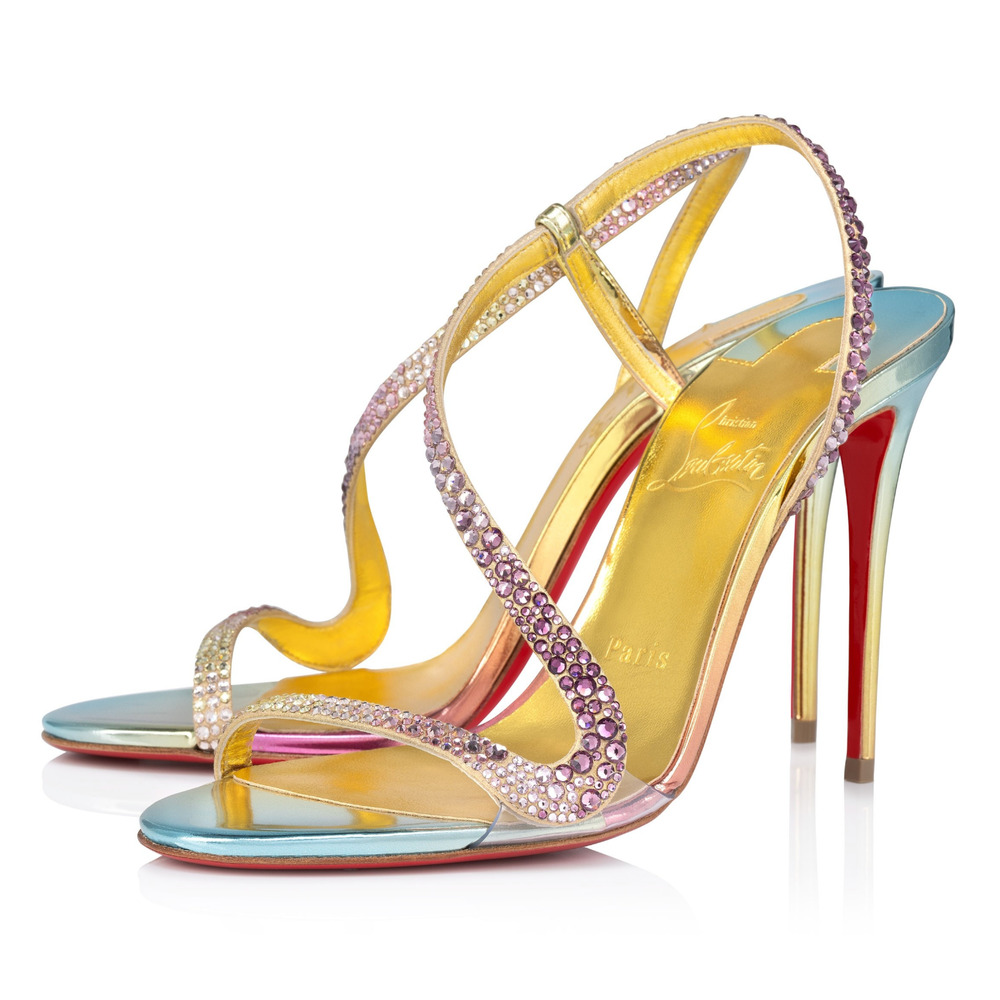 Christian Louboutin Rosalie Strass Boreal 100 Ankle Strap Sandal Heel Pump 36.5